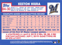 Keston Hiura 2019 Topps Rookie Card #30