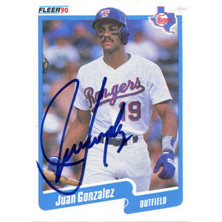 Juan Gonzalez Autographed 1990 Fleer Card
