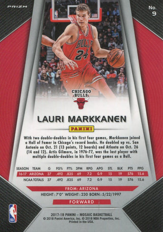 Lauri Markkanen 2017-18 Panini Prizm Orange Mosaic Rookie Card