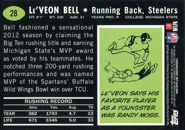 Le'Veon Bell 2013 Topps Chrome Rookie Card Back