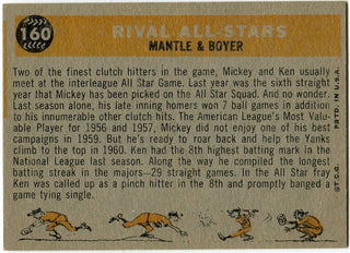 Mickey Mantle & Ken Boyer 1960 Topps Card Back