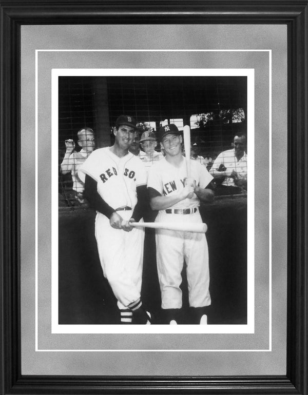 Ted Williams and Mickey Mantle Framed Black & White 11x14 Photo