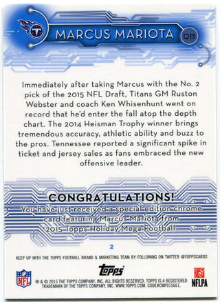 Marcus Mariota 2015 Topps Rookie Card Back