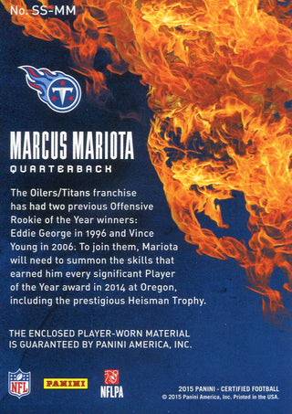Marcus Mariota Unsigned 2015 Panini Rookie Jersey Back