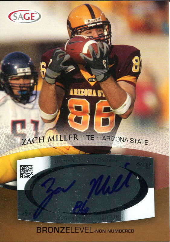 Zach Miller Autographed 2007 Sage Rookie Card