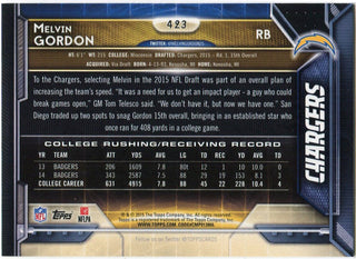 Melvin Gordon 2015 Topps Rookie Card Back
