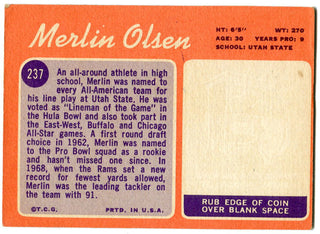 Merlin Olsen Unsigned 1972 Topps Card