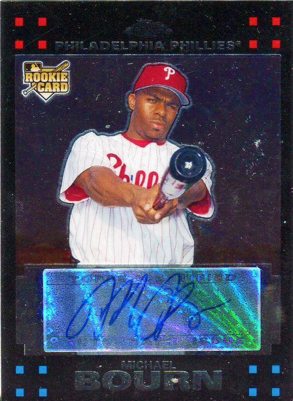 Michael Bourn Autographed 2007 Topps Chrome Rookie Card