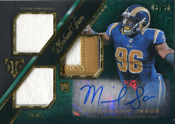 Michael Sam Autographed 2014 Topps Triple Threads Rookie Jersey Card