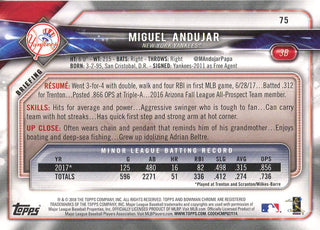 Miguel Andujar 2019 Bowman Rookie Card #75