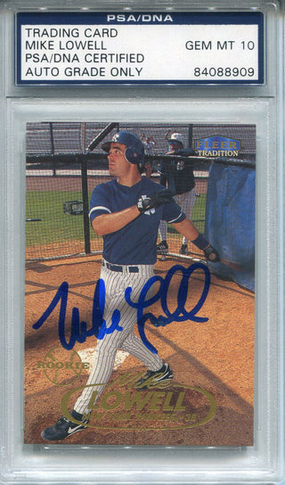 Mike Lowell Autographed 1998 Fleer Rookie Card (PSA/DNA)