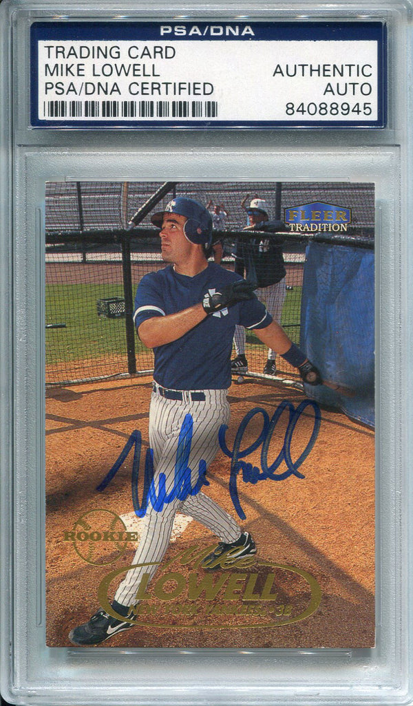 Mike Lowell Autographed 1998 Fleer Tradation Rookie Card (PSA/DNA)