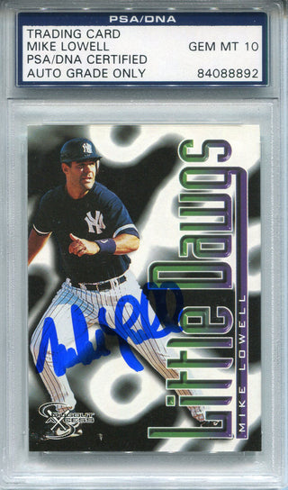 Mike Lowell Autographed 1998 Skybox Little Dawg Rookie Card (PSA/DNA)