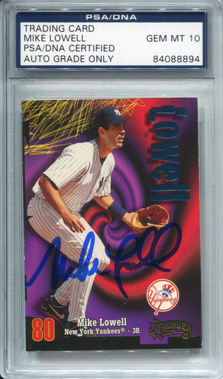 Mike Lowell Autographed 1998 Skybox Thunder Rookie Card (PSA/DNA)