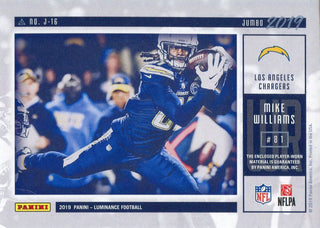 Mike Williams Unsigned 2019 Panini Luminance Jumbo Jersey Card Back
