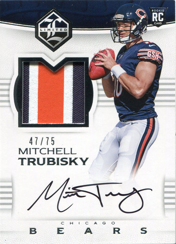 Mitch Trubisky Autographed 20187 Panini Limited Rookie Jersey Card
