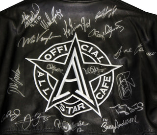 MLB All Star's Autographed Michael Allen All-Star Cafe Leather Jacket (JSA) Close Up