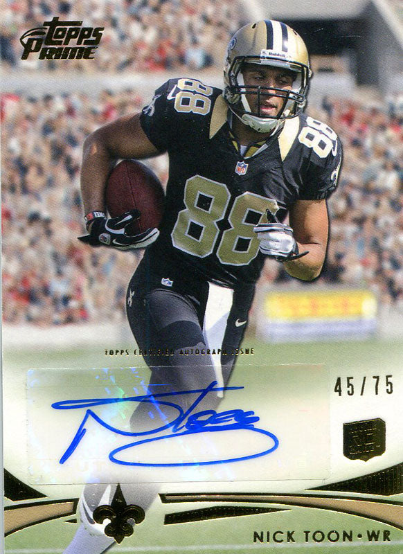 Nick Toon Autographed 2012 Topps Prime Rookie Card