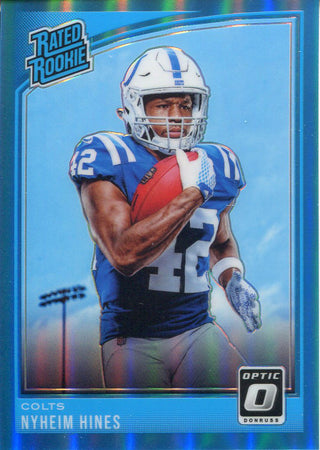 Nyheim Hines 2018 Panini Optic Light Blue Rookie Card