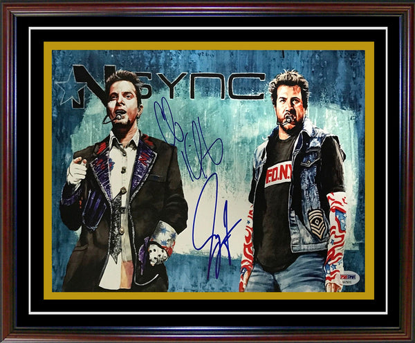 Joey Fatone & Chris Kirkpatrick Autographed Framed 11x14 Photo (PSA)