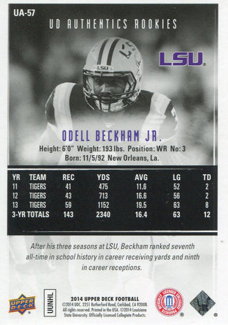 Odel Beckham Jr 2014 Upper Deck Rookie Card Back