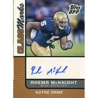 Rhema McKnight Autographed 2007 Topps Rookie Card