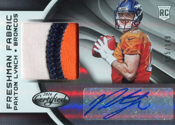Paxton Lynch Autographed 2016 Panini Certified Football Rookie Jersey Card