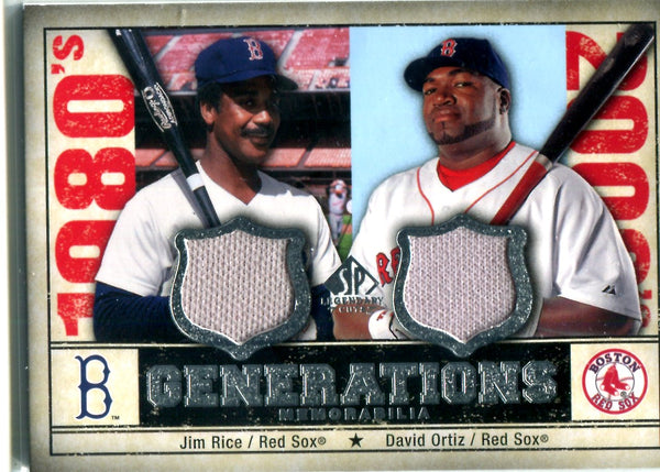 David Ortiz & Jim Rice 2008 Upper Deck SP Legendary Cuts Dual Relic Card