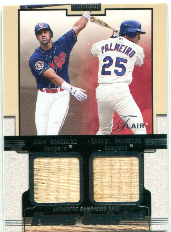 Juan Gonzalez & Rafael Palmeiro 2002 Fleer Dual Game-Used Bats Card