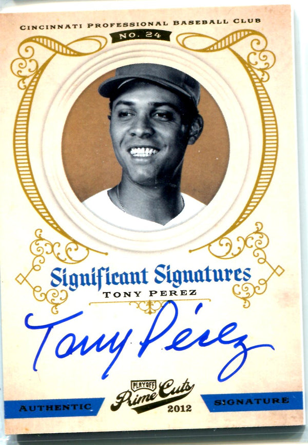 Tony Perez 2012 Panini Playoff Prime-Cuts Autographed Card #4/25