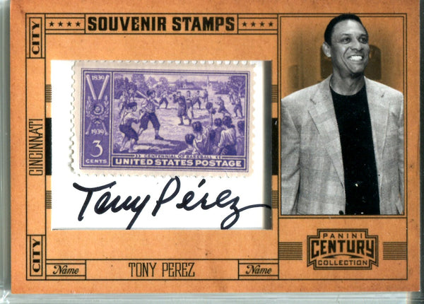 Tony Perez 2010 Panini Century Collection Stamp/Autographed Card #4/17