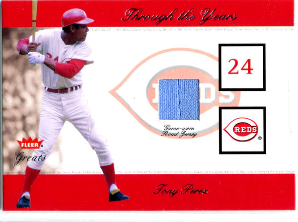 Tony Perez 2002 Fleer Greats Game-Worn Jersey Card