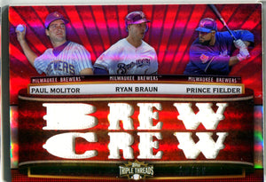Paul Molitor, Ryan Braun, & Prince Fielder 2011 Topps Triple Threads Game-Used Relics Card #14/36
