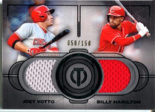 Joey Votto & Billy Hamilton 2019 Topps Tribute Dual Relic Card #58/150