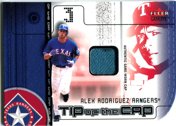 Alex Rodriguez 2002 Fleer Game-Worn Cap Card #198/670
