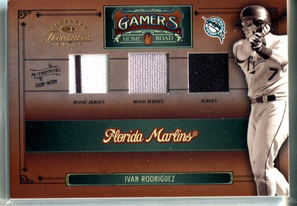Ivan Rodriguez 2005 Donruss Triple Relic Card #37/100