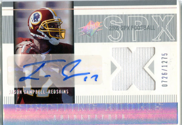 Jason Campbell 2005 Upper Deck SPX Jersey-Worn Patch/Autographed Card #726/1275