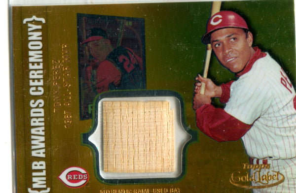 Tony Perez 2002 Topps Gold Label Gold Game-Used Bat Card