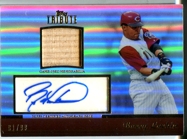 Barry Larkin 2011 Topps Tribute Game-Used Bat/Autographed Card #81/99