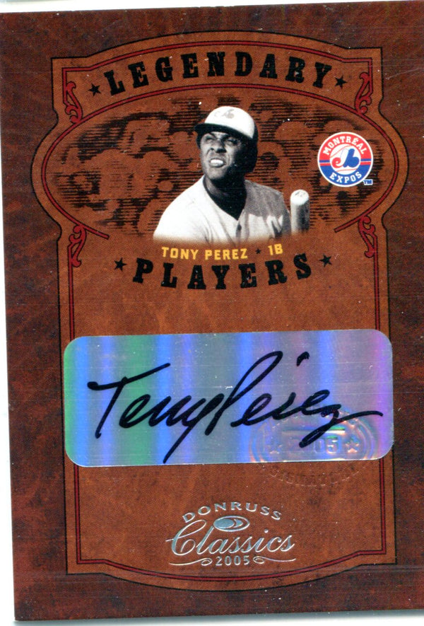Tony Perez 2005 Donruss Classics Autographed Card #10/10