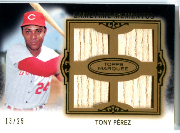 Tony Perez 2011 Topps Game Time Momentos Game-Used Quad Relic Card #13/25