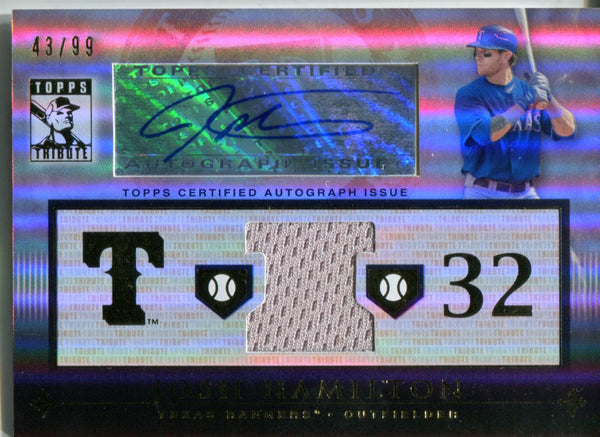 Josh Hamilton 2010 Topps Tribute Relic/Autographed Card #43/99