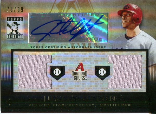 Justin Upton 2010 Topps Tribute Game-Worn Jersey/Autographed Card #78/99