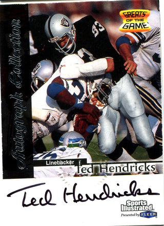 Ted Hendricks 1999 Fleer Greats Of The Game Autographed Card