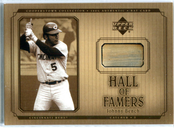 Johnny Bench 2001 Upper Deck Game-Used Bat Card