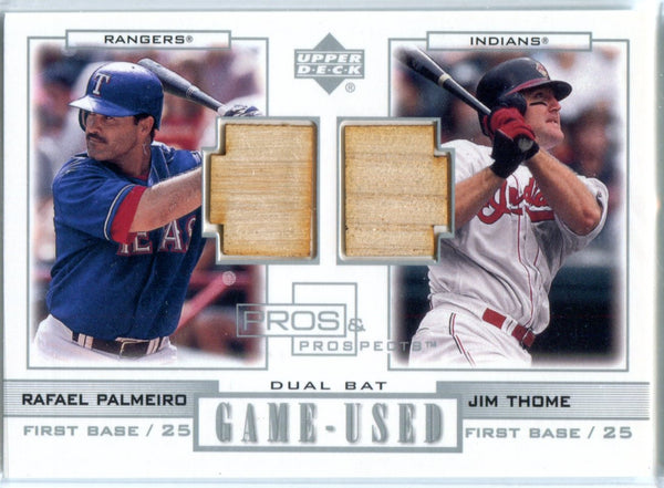 Rafael Palmeiro & Jim Thome 2001 Upper Deck Dual Game-Used Bat Card