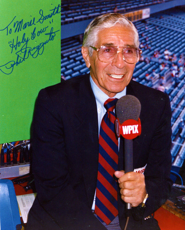 Phil Rizzuto Autographed 8x10 Personalized To Marie Smith Microphone Photo