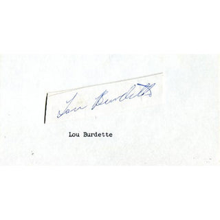 Lou Burdette Signed 3x5 Postcard
