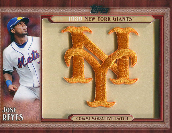 Jose Reyes Unsigned New York Mets 1939 Topps Commemorative Throwback Patch Card