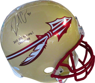Rashad Greene 2013 BCS National Champions Autographed Florida State University Seminoles Light Gold Helmet (JSA)